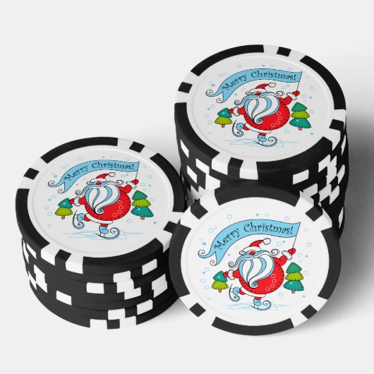 Whimsical Schaatsen Sinterklaas Vrolijk Kerstfeest Poker Chips (Opstapeling)