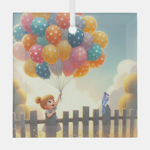 Whimsical/schattig ballon meisje kunst glas ornament