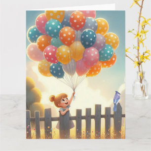 Whimsical/schattig ballon meisje kunst kaart