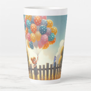 Whimsical/schattig ballon meisje kunst latte mok