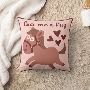 Whimsical schattig paard gepersonaliseerd citaat kussen