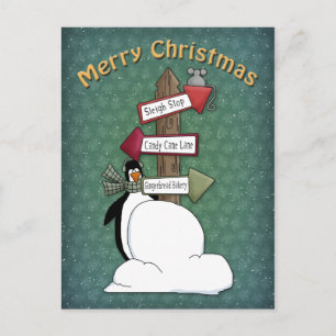 Whimsical, schattig pinguïn ontwerp briefkaart