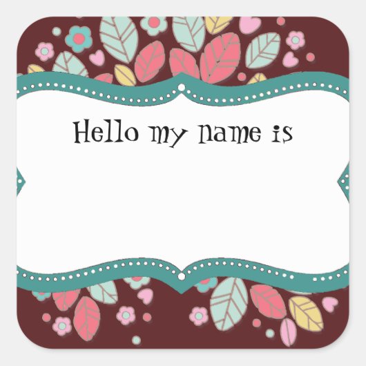 Whimsical Schattige Fun Swirl Flower Vrijgezellenf Vierkante Sticker (Voorkant)