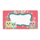 Whimsical Schattige Fun Swirl Uil Baby shower Blan Etiket (Voorkant)