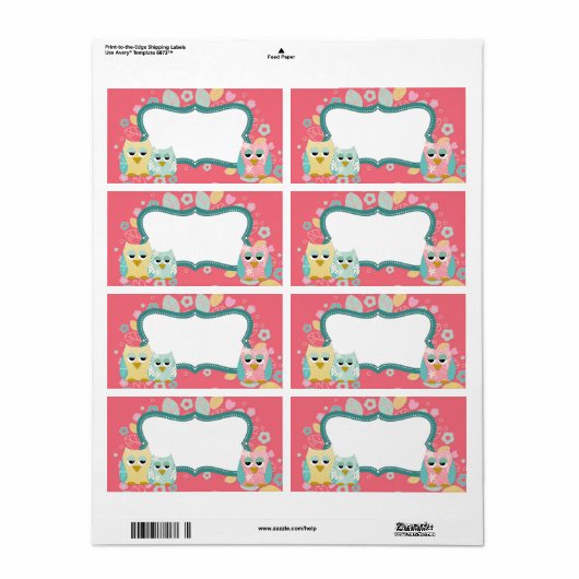 Whimsical Schattige Fun Swirl Uil Baby shower Blan Etiket (Full Sheet)