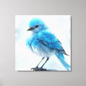 *~* Whimsical Schattige Gedetailleerd Blauw Vogel  Canvas Afdruk (Voorkant)