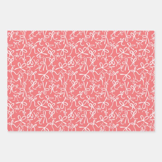 Whimsical Schattige Roze Wit Bogen Patroon Girly G Inpakpapier Vel (Voorkant 2)