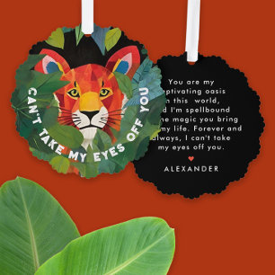 Whimsical Schattige Sinaasappel Tijger Oerwoud Lie Ornament Kaart