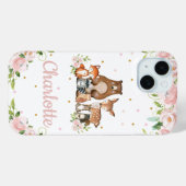 Whimsical Schattige Woodland Animals Pink Blush Fl Case-Mate iPhone Case (Achterkant (horizontaal))