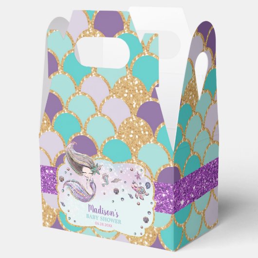 Whimsical Schattige Zeemeermin Baby shower Meisje Bedankdoosjes (Geopend)