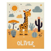 Whimsical Schattigee Giraffe in Savanna Perfect Poster (Voorkant)