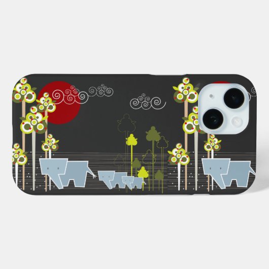 Whimsical Schattigee olifant familie in bosbomen z Case-Mate iPhone Case (Achterkant (horizontaal))