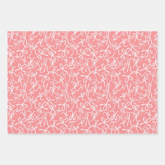 Whimsical Schattigee Roze Mocha Bows Patroon Girly Inpakpapier Vel (Voorkant 3)