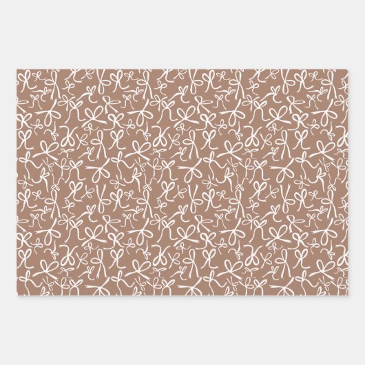 Whimsical Schattigee Roze Mocha Bows Patroon Girly Inpakpapier Vel (Voorkant)