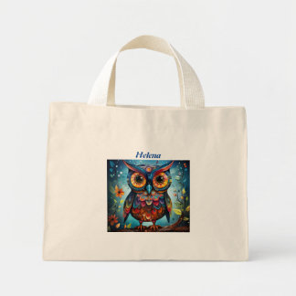 Whimsical Schattigee Uil Gepersonaliseerd Mini Tote Bag