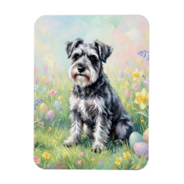 Whimsical Schnauzer with Easter Eggs Flexible Magneet