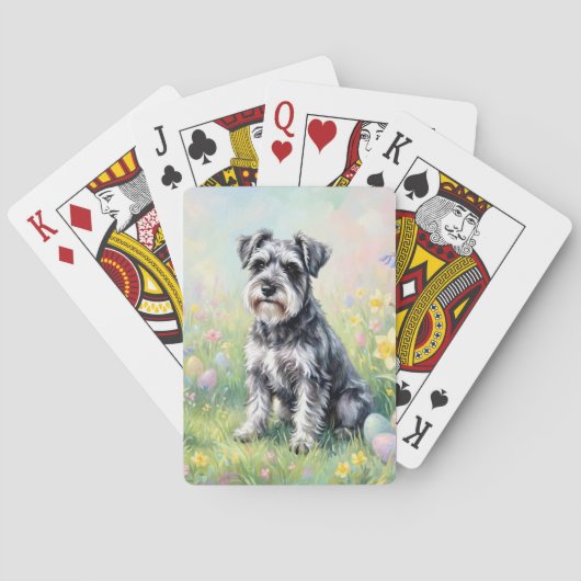 Whimsical Schnauzer with Easter Eggs Pokerkaarten (Achterkant)