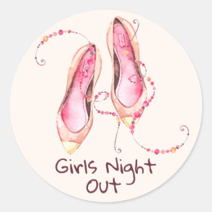Whimsical Schoenen "Meisjes Night Out" Ronde Sticker