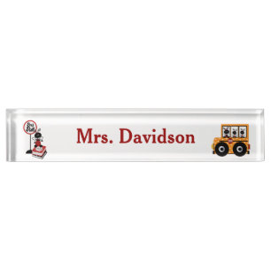 Whimsical School Bus Teacher's Desk Name plate Naambordje