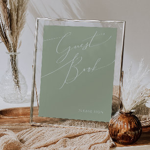 Whimsical Schrift   Salie Groene Gastboek Bord Poster