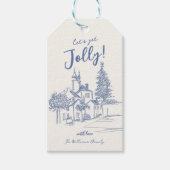 Whimsical Scribble Vintage Kerstmis Cadeaulabel (Voorkant)