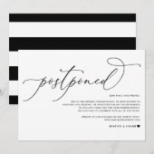 Whimsical Script Black Huwelijksuitstel Aankondiging (Voorkant / Achterkant)