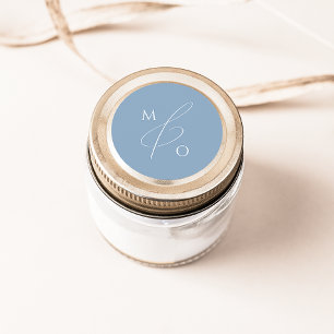 Whimsical Script   Blauwmonogram Envelope Seal Ronde Sticker