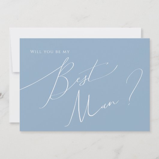 Whimsical Script | Blue Best Man proposal Kaart (Voorkant)