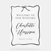 Whimsical Script Border Wedding Acryl Bord (Voorkant)