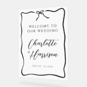 Whimsical Script Border Wedding Acryl Bord (Hoek)