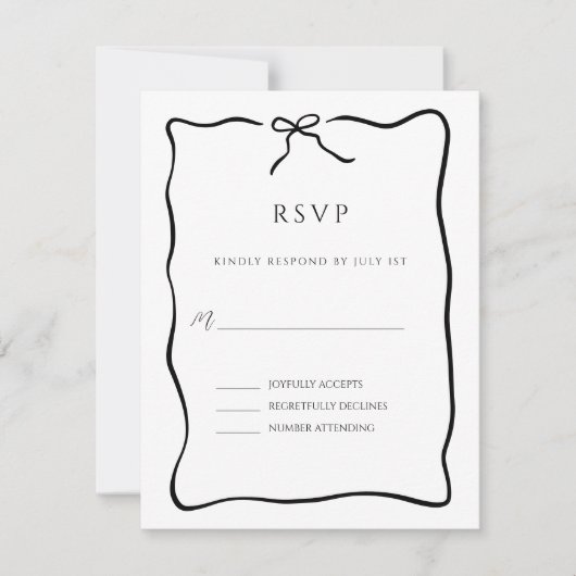 Whimsical Script Border Wedding RSVP Kaartje (Voorkant)