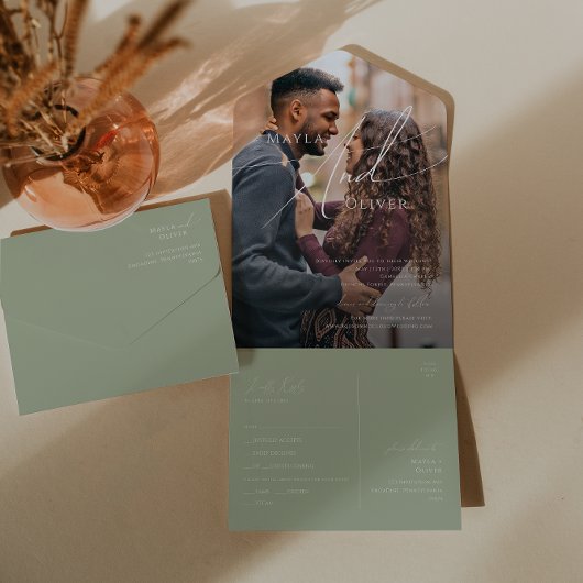 Whimsical Script | Casual foto's plakken en verzen All In One Uitnodiging