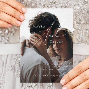 Whimsical Script   Casual zwart-fotohuwelijk Kaart