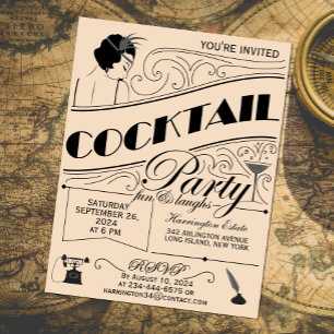 Whimsical script cocktail party uitnodiging