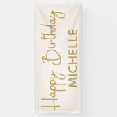 Whimsical Script Crème Wit Goud Gefeliciteerd Spandoek (Verticaal)