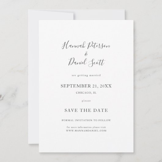 Whimsical Script Custom Photo Save the Date Kaart (Achterkant)