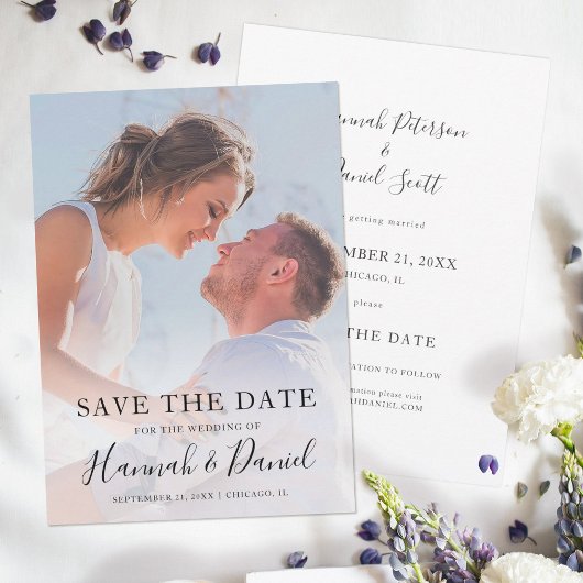 Whimsical Script Custom Photo Save the Date Kaart