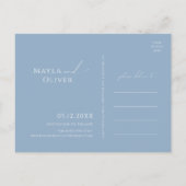 Whimsical Script | Dusty Blue Photo Save the Date Uitnodiging Briefkaart (Achterkant)