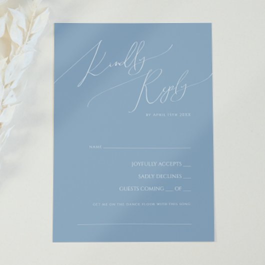 Whimsical Script Dusty Blue Song Request RSVP-kaar RSVP Kaartje