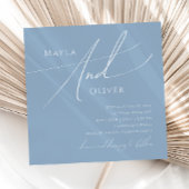 Whimsical Script | Dusty Blue Square Weddenschap Kaart