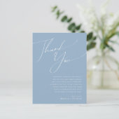 Whimsical Script | Dusty Blue Table Bedankt voor j Briefkaart (Staand voorkant)