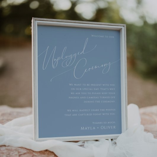 Whimsical Script | Dusty Blue Unplugged Ceremony Poster