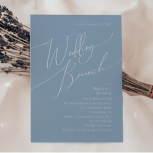 Whimsical Script Dusty Blue Wedding Brunch Kaart