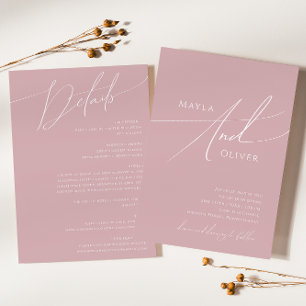 Whimsical Script   Dusty Roos all in one Wedding Kaart
