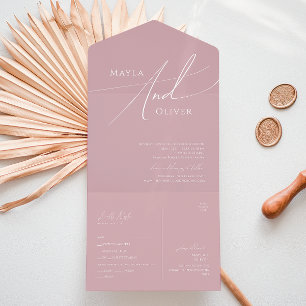 Whimsical Script   Dusty Roos Casual Seal and Send All In One Uitnodiging