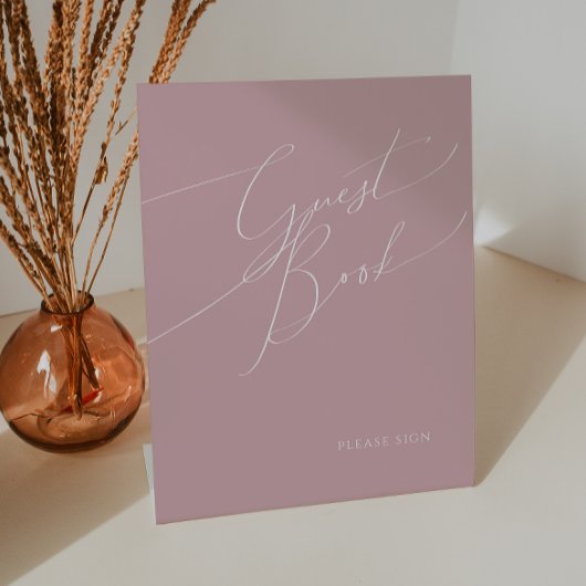 Whimsical Script | Dusty Roos Guest Book Reclamebord Met Voetstuk