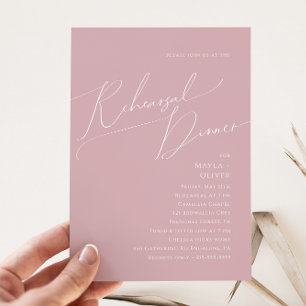 Whimsical Script Dusty Roos Rehearsal Dinner Kaart
