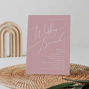 Whimsical Script   Dusty Roos Wedding Brunch Kaart