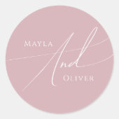 Whimsical Script | Dusty Roos Wedding Ronde Sticker (Voorkant)