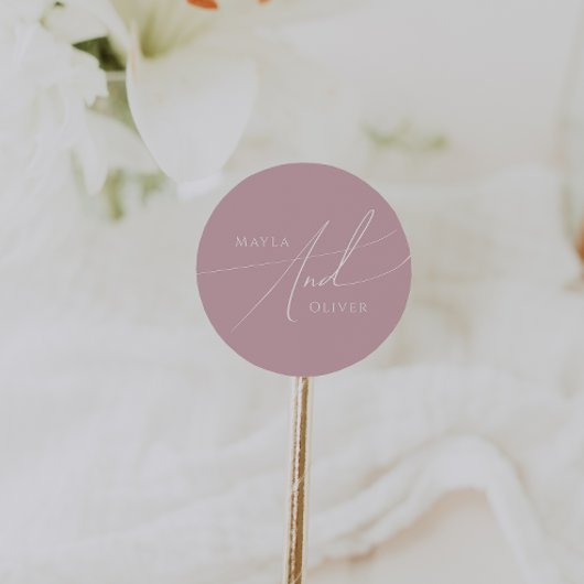 Whimsical Script | Dusty Roos Wedding Ronde Sticker